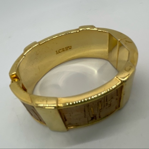 J. Crew Gold Tone Hinged Cork Bracelet with dust bag - Picture 3 of 6